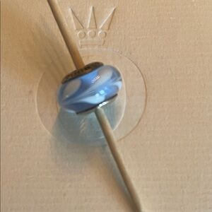 Pandora Silver Charm with Blue and White Design